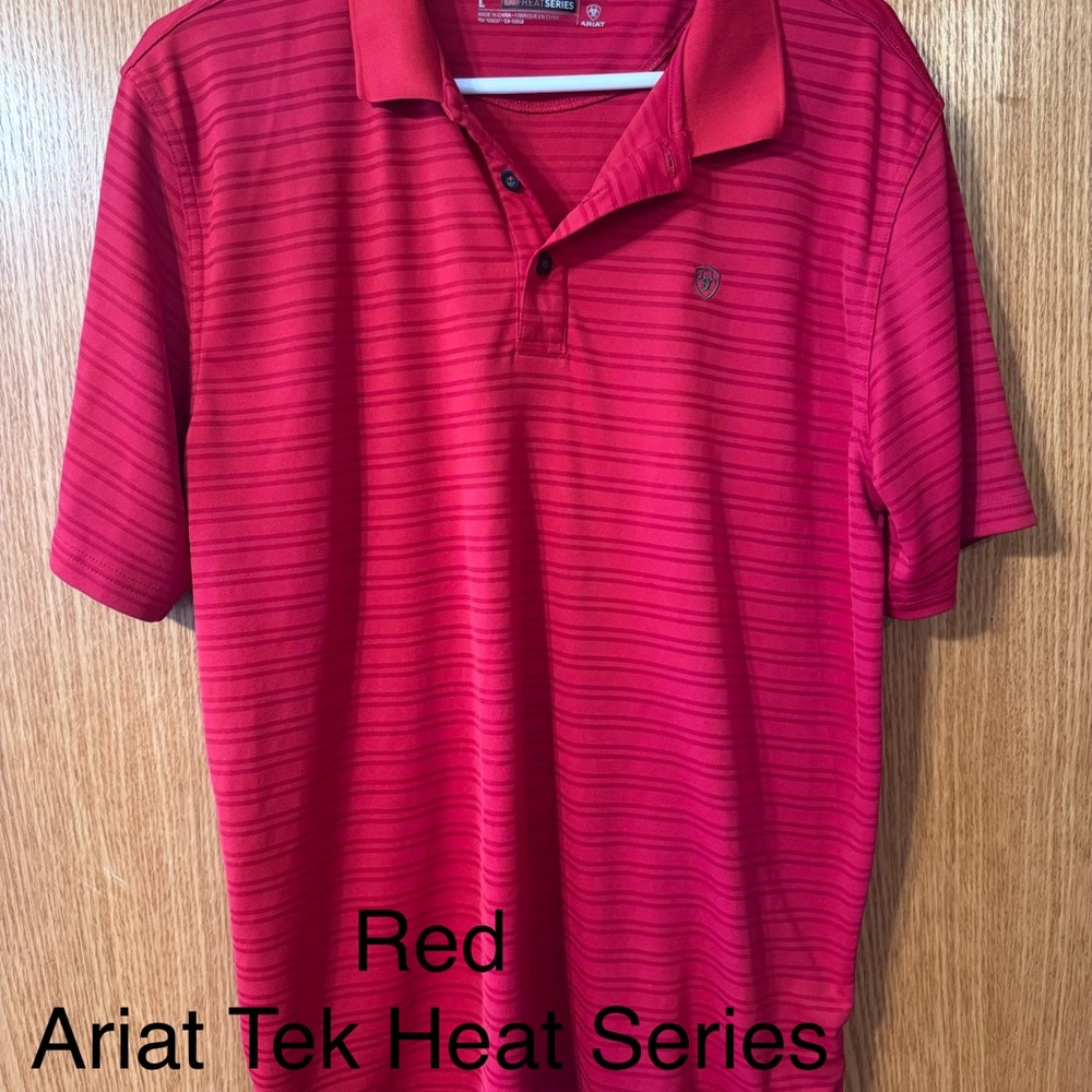 Ariat Men's Red Horizontal Stripe Polo
